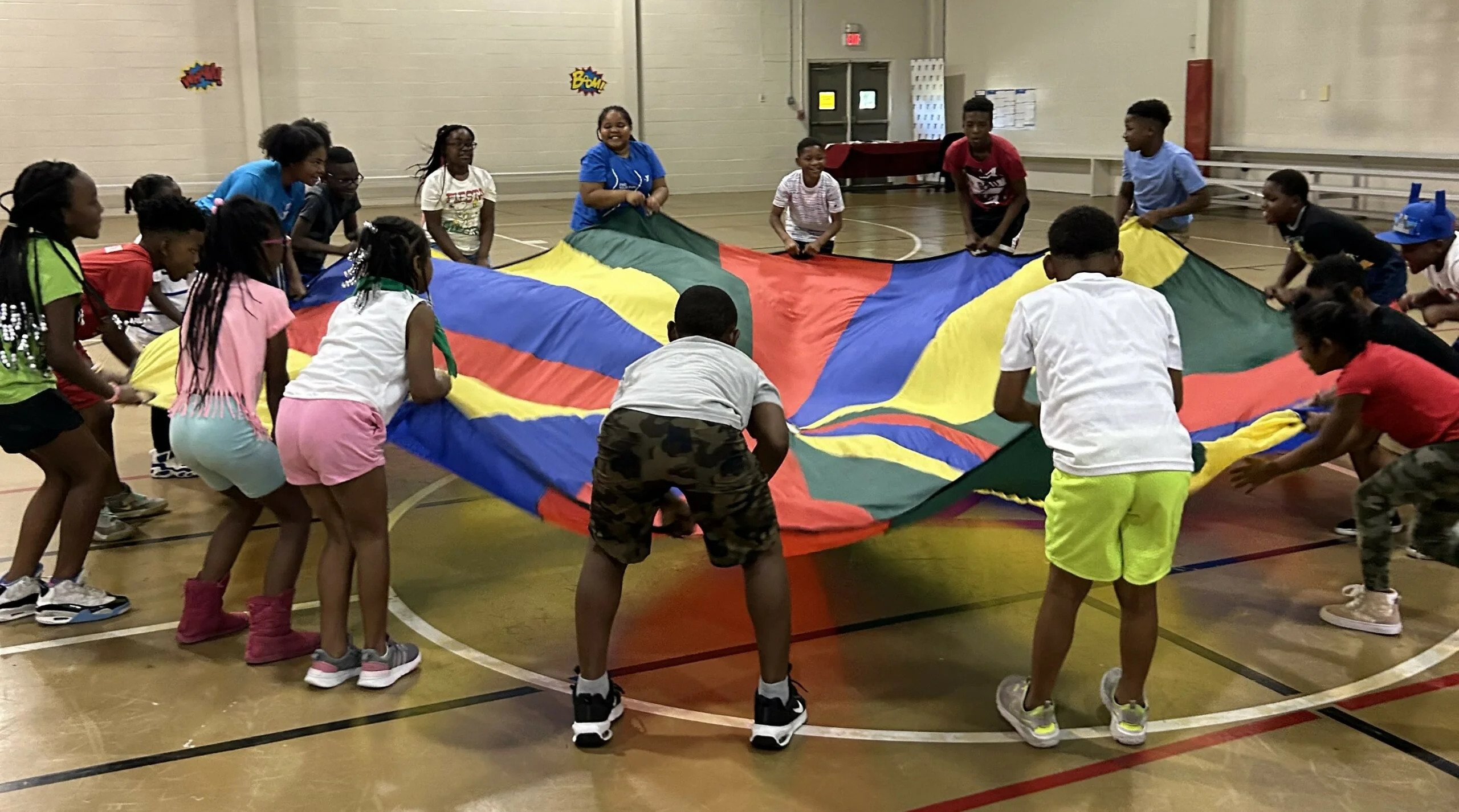 Students participating in a SPARK physical education activity outdoors