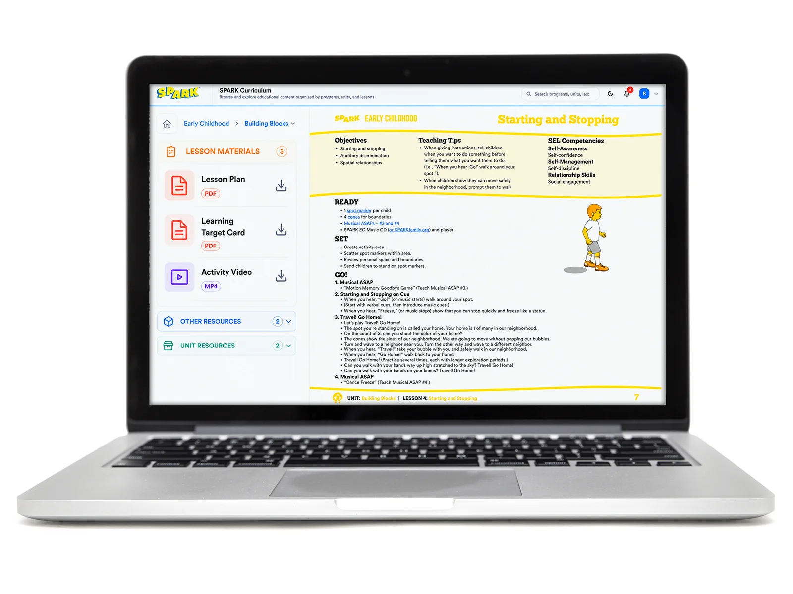 SPARK Digital platform showing an Early Childhood lesson
