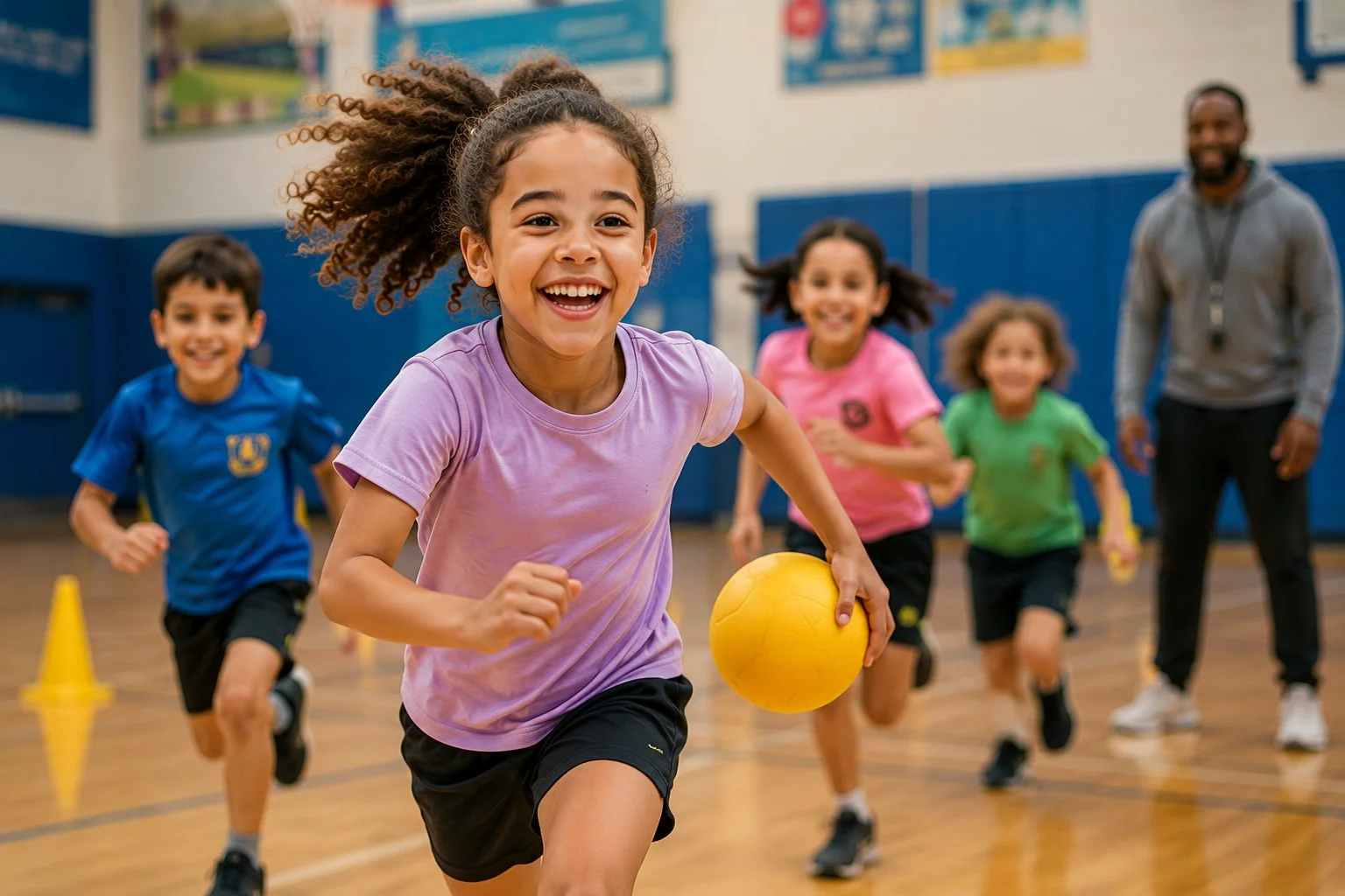 Students participating in physical education assessment activities
