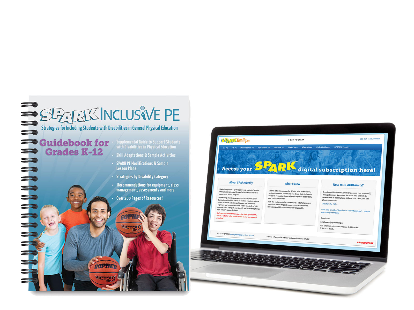 SPARK Inclusive curriculum includes a guidebook with four students of different abilities are pictured. 